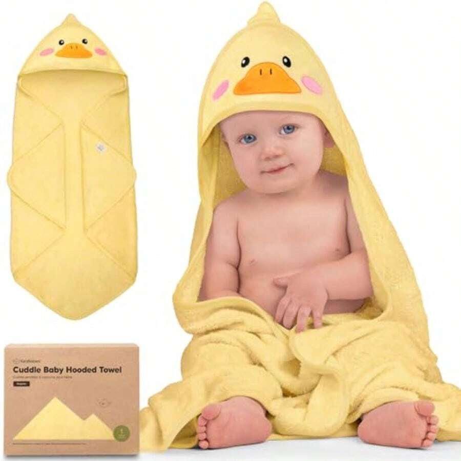 WSXC KeaBabies Hooded Baby Towel For Newborn - Viscose Derived From Bamboo Large Baby Bath Towels With Hood For Boys Girls Toddler Extra Absorbent And Soft Newborn Bath Essentials Duck Regular - Duck - 查看 1
