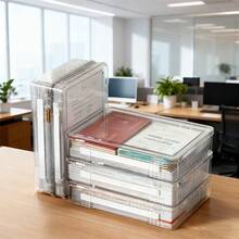 1个透明圣经收纳盒，带提手，便携式防尘书籍整理盒，带盖，多用途文件收纳盒，可存放书籍、文件、重要资料，非常适合家庭、办公室、教堂等场所，现代简约风格装饰
