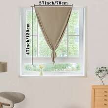 1pc Blackout Curtain, Solid Color With Black Backing, Blocks Sunlight, Darkens Room, Protects Privacy, No-Drill Adhesive Window Curtain - Multicolor - View 29