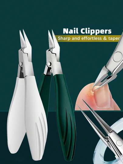 1 Professional Stainless Steel Eagle Beak Nail Clipper, A Precision Nail Trimming Tool Suitable For Thick Toenails And Dead Skin, 2-In-1 Functional Nail Clipper, Beige And Green To Remove Dead Skin - Ideal For Nail Technicians And Foot Massage Salons