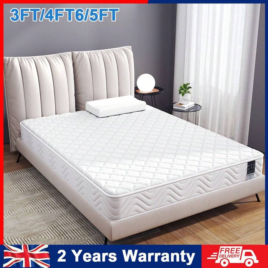 OYAJIA 3FT/4FT6/5FT Size Mattress, 7 Inch Pocket Sprung Mattress Single/Double/King Size With Breathable Foam And Individually Pocket Spring - Medium, Luxury Box Top Collection - White - View 1
