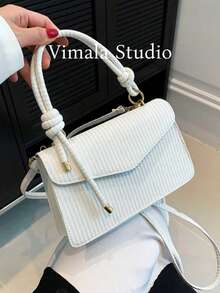 New Vintage Mini Square Bag, Unique Textured Design Crossbody Shoulder Handbag For Women - White - View 1