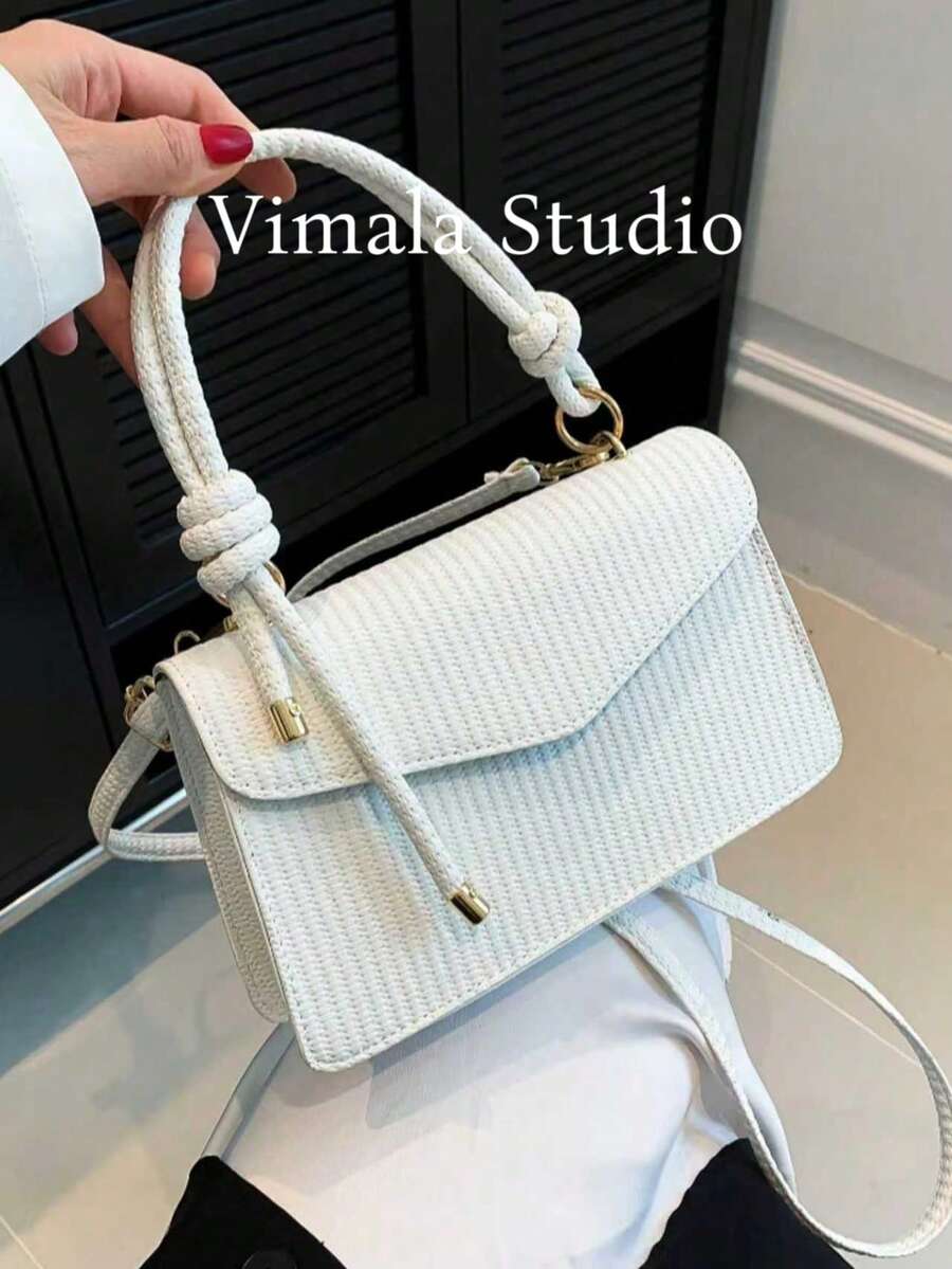 New Vintage Mini Square Bag, Unique Textured Design Crossbody Shoulder Handbag For Women - White - View 1