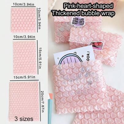 10个装心形气泡缓冲袋，防静电、防震，| 适用于易碎物品、搬家、仓储和运输的缓冲包装 - 透明防摔气泡袋，可用作邮寄袋、收纳袋、礼品包装袋、自封卡片和礼品信封，以及文具包装，适用于圣诞节、周年纪念日、生日、订婚、情人节等场合。