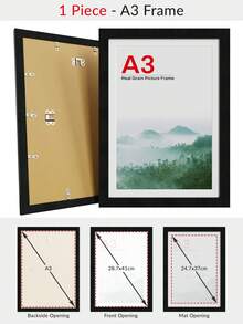 A4/A3/40x40cm Real Grain Luxury Picture Frames For Wall/Desktop, Elegant Black/Brown/Natural Oak, Versatile Document Frame With Thicker Frame Bars And Rotating Tabs, Classic Style Photo Frames - Real Grain (Upgraded Version) - View 13