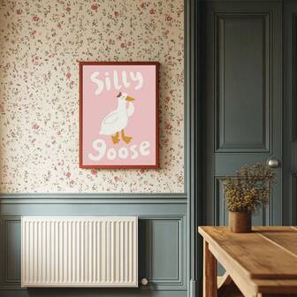 1 st väggkonst med fånig gås, rolig och söt djurtryck på canvastavla, rosa nyckfull poster, dekor för barnrum eller barnkammare, lämplig för barn, flickrum, lekrum, present till henne, ramlöst eller inramat alternativ