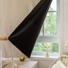 1pc Blackout Curtain, Solid Color With Black Backing, Blocks Sunlight, Darkens Room, Protects Privacy, No-Drill Adhesive Window Curtain - Multicolor - View 9