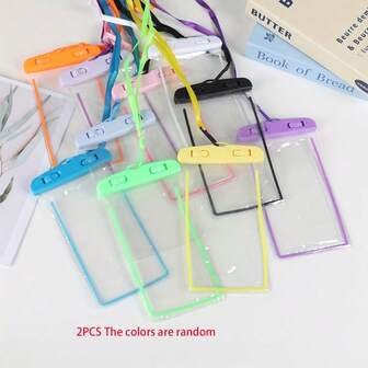 2pcs Universal Plastic Waterproof Phone Pouches With Lanyard - Water-Resistant Clear Touch Screen Dry Bags For Swimming, Drifting, Outdoor Protection
