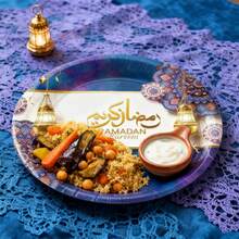 7/9 Inch Paper Party Plates - 6-48 Servings, Suitable For Ramadan, Eid, Birthday, Picnic, Camping Decor. 96/12 Per Set, Ramadan, Eid, Ramadan Blessings, Ramadan Gathering, Eid Celebration, Ramadan Tableware, Eid Party Plates, Arabic Holidays, Islamic Holidays - Multicolor - View 3