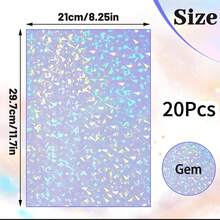 10/20pcs Holographic Sticker Sheets, Self-Adhesive Waterproof Rhinestone Stickers, Vinyl Holographic Stickers For DIY Crafts Decoration On Glass Boards. The Holographic Film Is Simple To Use And Can Be Applied To Paper, Cards, Bottles, Phone Cases And Other Items To Add A Dazzling Luster To Your Creative Works. - Multicolor - View 8