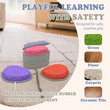 Piedras de paso para nios, 8/12 piezas de piedras de equilibrio para nios pequeos, juguetes sensoriales antideslizantes para carreras de obstculos para interiores y exteriores, desarrollo de - Macarrones oscuros (12 piezas) - Ver 3