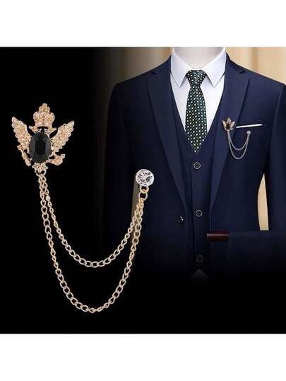 One Men Brooch With Palace Style Coat Suit Chest Flower Tassel Chain Collar Pin