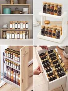 12pcs 40oz Square Seasoning Canisters, Pepper Powder Bottles 120ml Bamboo/Wood/Glass Condiment Jars Set - 12pcs - 查看 6