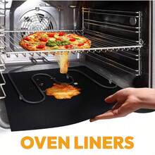 2pcs Non-Stick Oven Liners - Heavy Duty, Reusable & Heat Resistant Mats - Perfect For Electric & Gas Ovens, BBQ Grills, And Vacation Cooking - Easy Clean, Ideal Party Favors & BBQ Accessories - Black - View 2