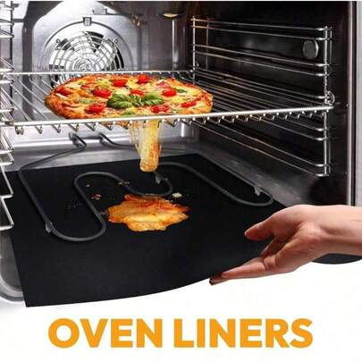 2pcs Non-Stick Oven Liners - Heavy Duty, Reusable & Heat Resistant Mats - Perfect For Electric & Gas Ovens, BBQ Grills, And Vacation Cooking - Easy Clean, Ideal Party Favors & BBQ Accessories