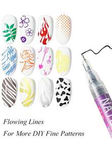 FULL BEAUTY 12 Colors 0.5mm Fine Tip Graffiti Nail Art Painting Pens, 3D Nail Art Acrylic Drawing Pens, Waterproof Outline Pens For DIY Abstract Fine Line Floral Marker Nail Art & Beauty Tools - Multicolor - View 4