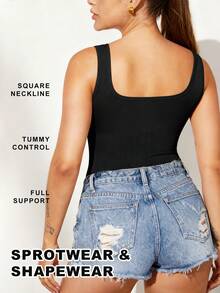 Plus Size Curve Woman Activewear Yoga Clothes Seamless Gym Sports High Support Moisture Wicking Workouts Breathable Outdoor Plus Size Curve - Black - View 4