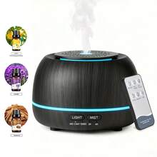 1个300毫升木纹香薰精油加湿器，带遥控器和7色LED灯，4档定时，USB供电，适用于卧室、家庭、办公室。 - USB - 查看 13