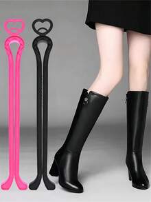 女士高筒靴支撑垫，适用于女士过膝靴、及膝靴，塑料材质，有效支撑靴子，防止靴子变形和起皱，夹式靴型定型器，鞋子稳定器，可悬挂于鞋架上，方便家居收纳整理。 - 彩色 - 查看 6