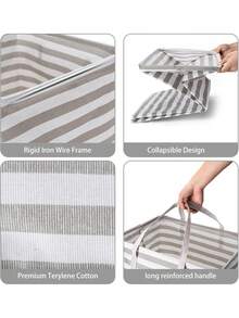 2 Cesto De Ropa Plegable Para Ropa Sucia 75l Gran Capacidad - lima blanca - Ver 3