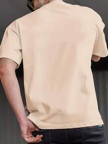 2026 New  Men's T-Shirt Short Sleeve T-Shirt With Funny Drinking Slogan Print For Daily And Social Use Comfortable And Versatile Everyday Outfits - 杏色 - 查看 2