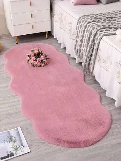 1pc Soft Fur Mat Lotus Root Pink Area Rug, Comfortable For Bedroom, Living Room, Study, Office, Entryway, Room Decor As Floor Mat, Plush Bedroom Rugs, Washable & Non-Slip, Cute Rug - Indoor All-Season Home Decor