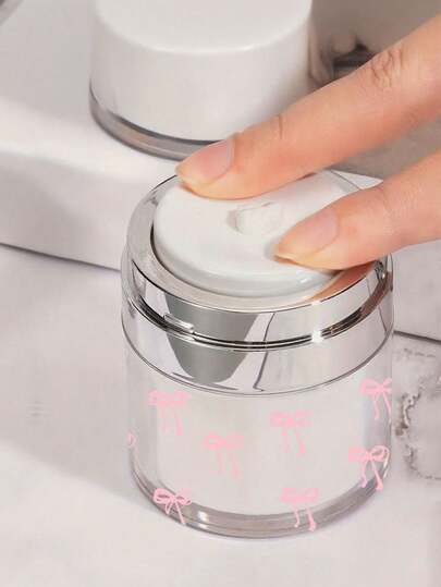 Bow Decor Vacuum Pump Bottle/Jar, Dedicated Vacuum Pump Container For Creams, Moisturizing Cream Pump Bottle, Refillable Acrylic Vacuum Cosmetic Container With Pump And Cap, Suitable For Thick Moisturizing Creams And Skin Care Creams, Transparent, Cosmetic Storage Box