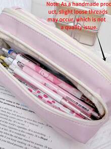 1pc Sanrio Kuromi/Cinnamoroll 9-Piece Large Capacity Pencil Case & Stationery Set, Includes Pencil Case, Stickers, Notebook, Clips, And Bag Charm - Cute Kawaii Stationery