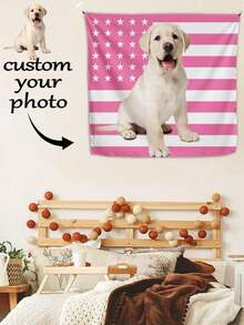 1pc Customized National Flag Tapestry, Personalized Flag, Can Customize Photos, For Birthday, Wedding, Valentine's Day, Party, Father/Mother's Day, Room Decor, Home Decor, Bedroom Aesthetics, Hanging Fabric For Student Dorm At Start Of School Year - Multicolor - View 4
