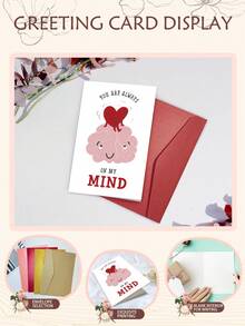 1PC Heartfelt Love Reminder Greeting Card (With Envelope) - Brain & Heart Design, "You're Always On My Mind" Message, Thoughtful Gift For Boyfriend/Girlfriend/Husband/Wife, Valentine's Day/Anniversaries - Multicolor - View 2