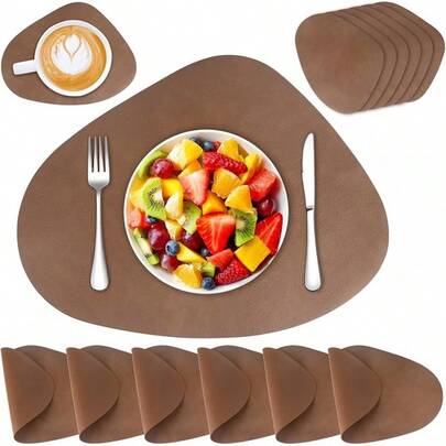 6 PCS Manteles Individuales para Mesa, Individuales para Mesa, Juego de Manteles Individuales con Posavasos, Tapetes para Mesa de Comedor Resistentes al Calor para Hogar Restaurante Hotel