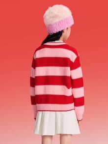 Balabala Jersey de cuello redondo con jacquard para niñas, suéter de punto suave de primavera - tinte rojo - Ver 3