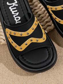 1 Pair Girls' Summer Pearl Design Fashion Princess Sandals, Soft Bottom Shoes, Baby Beach Shoes, Stylish For Girls - Yellow - View 4