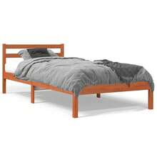 Estructura de cama vidaXL sin colchón, acabado encerado marrón, 90x200 cm, madera maciza de pino. - Marrón - Ver 2