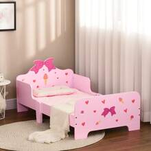 Princess-Themed Toddler Bed With Safety Rails | Cute Patterned Kids Bed For Ages 3-6 Years, Pink - Default - View 7