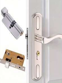 1 Set Adjustable Wooden Door Lock, Universal Home Use Bedroom Door Handle, Indoor Room Door Lock Hardware, Adjustable Lever Handle, No Drilling Required - Multicolor - View 12