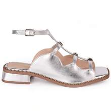Vitrine shoes Low Heel Boho Chic  Sandals - Summer Casual Shoes - Silver - View 2