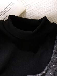 2 件套女婴优雅林地风格高领长袖上衣和 3D 蝴蝶结无袖连衣裙套装，春秋