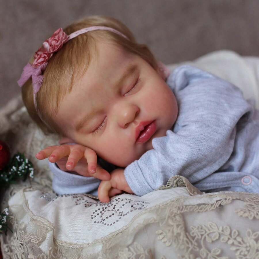 Realistic 19-Inch Reborn Baby Dolls Girl Lifelike Baby Dolls Reborn Doll Girl Soft Body Eyes Closed Newborn Real Life Baby - 彩色 - 查看 1