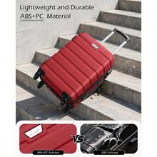 COOLIFE Carry On Luggage ABS+PC Lightweight Hard Shell Suitcase Luggage With TSA Lock And 4 Durable Spinner Wheels Red 20 Inch - Red - View 3