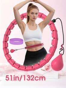 JKSHMYT Erwachsene Gewichteter Fitness-Reifen, Gewichtsverlusts & Fitness, Große Größen 51 Zoll/130cm, 26 abnehmbare Kettenglieder und Stirnband, geeignet für Frauen und Anfänger - Verschiedenfarbig - Übersicht 11