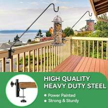 WSXC Deck Bird Feeder Hanger For Railing 28inch Deck Hook For Bird Feeder Pole-Fence Shepherds Hooks Plant Hanger Bracket For Hanging Hummingbird Feeder Planter Flower Baskets-Solid 360°Rotating Pole - màu đen - Xem 4