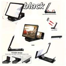 3D手机屏幕放大器 - 双屏高清放大镜，带便携式免提支架，适用于智能手机/平板电脑，可放大观看视频、玩游戏和工作 - 兼容、安卓手机，是生日、送给家人、朋友的礼物，可用于观看电影、视频和玩游戏。生日礼物，电影、视频、游戏屏幕扩展器，屏幕放大器。