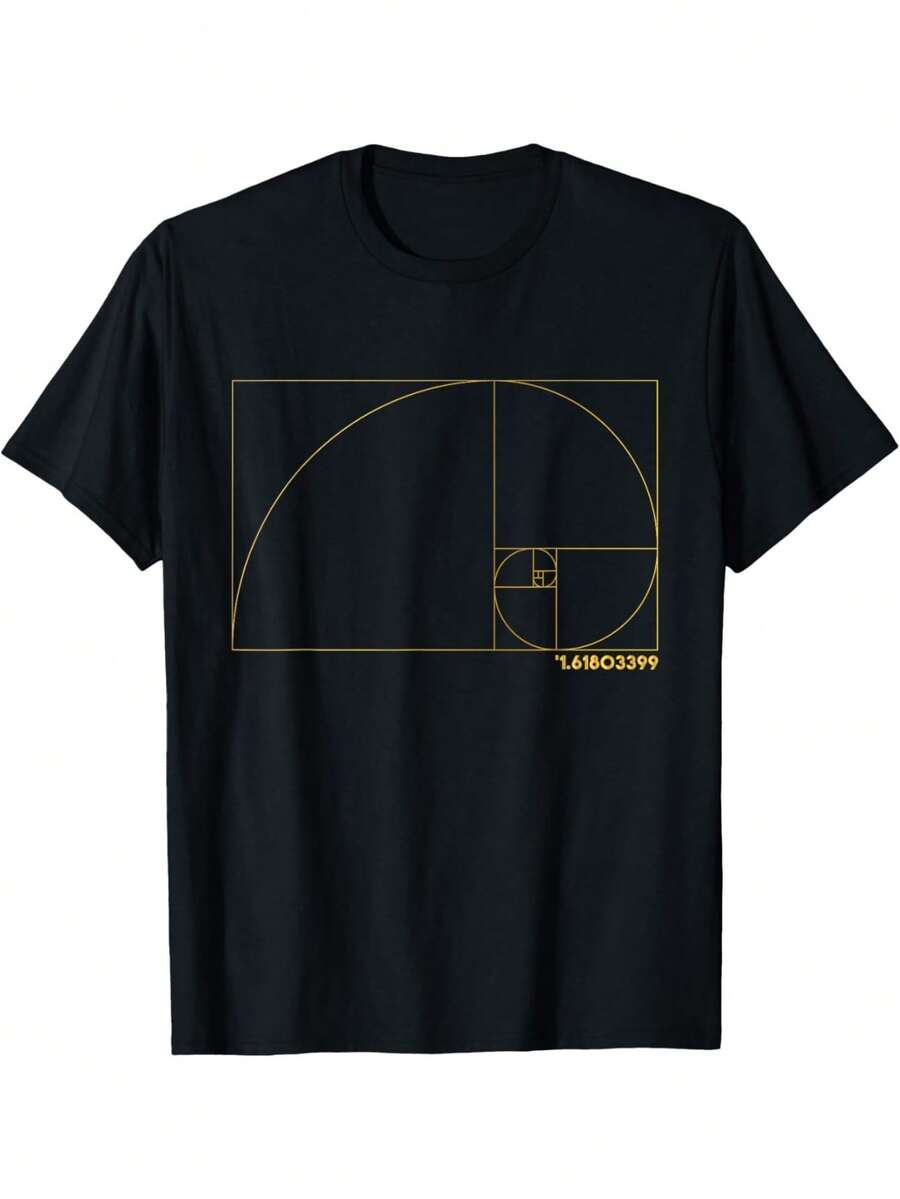 [Everyday Comfort] Architectural Artwork T-Shirt - Golden Ratio Design, Casual Crew Neck, Cotton, Summer Wear Adults, Architectural T Shirt|Minimalist Tshirt|Quality Fabric, T Shir - Black - View 1
