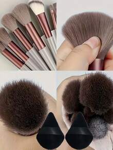 13pcs Makeup Brush Set , Eye Shadow, Foundation, BB Cream, Concealer Makeup Brushes, Soft All-In-One Makeup Tools For Women,Makeup Tools With Soft Fiber For Easy To Carrying, Set For Travel, Travel Goods, Vacation, Beach, Gift For Women&Girls,Summer Style, Back To School Gift,Carpet - Multicolor - View 4