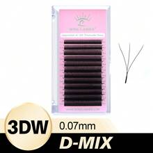 12 Rows YY 3DW 4DW 5DW 6DW Eyelash Extensions 12 Lines C D Curl 0.07 Thickness 8-15 Length W Shape Lashes