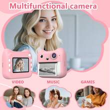 1080P Instant Print Camera, Christmas Or Birthday Gift Choice. Instant Print Camera With Photo Paper Included, Suitable For 6-12 Years Old Boys And Girls Camera Toy - Pink/Blue - Multicolor - View 10
