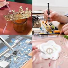 Pinzas para Joyas, 2 Pinzas para joyería, Portaherramientas Herramienta de Recogida de Joyas, Pinzas para Sujetar Catcher Grabber Pinzas Rectas para Hacer Joyas Herramienta con 4 Garras (estilo largo) - estilo corto - Ver 8