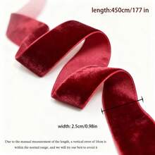 450 سم/177 بوصة شريط قماش مخمل أحمر داكن فاخر - شريط هدايا أحمر ناعم وأملس، أحمر داكن أنيق مناسب لعيد الميلاد والزفاف وعيد الحب - قماش فاخر ومتين، مناسب لأعمال الحرف اليدوية وديكورات الحفلات والمناسبات والهدايا - لون أحمر داكن غني، ملمس ناعم، مناسب لتغليف الهدايا والإكسسوارات اليدوية وشرائط تغليف الهدايا والأعمال اليدوية - متعدد الألوان - مشاهدة 9