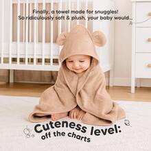 WSXC KeaBabies 2-Pack Hooded Baby Towels For Newborn - 30x30 Soft And Absorbent Viscose From Bamboo Baby Bath Towels With Hood For Infant Toddler Boys Girls Newborn Bath Essentials Almond Petite - Almond - View 2